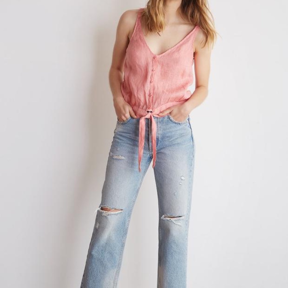 Bella Dahl Tie Waist Button Front Tank.